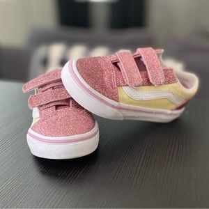 Toddler girls Old Skool Low Top Vans - Pink glitter